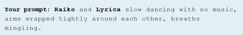 The music is illusionary... "You hear it, don't you, Lyrica?" It's easier to imagine them more playfully fast-dancing, but I really want to see a slow image too...