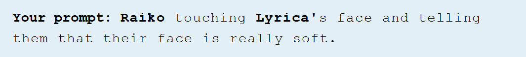 "...And your hands are rough." (Not that she's complaining.) Lyrica's body is wispy and ethereal. A difference in texture is one of many interesting facets of body contrast between the two.