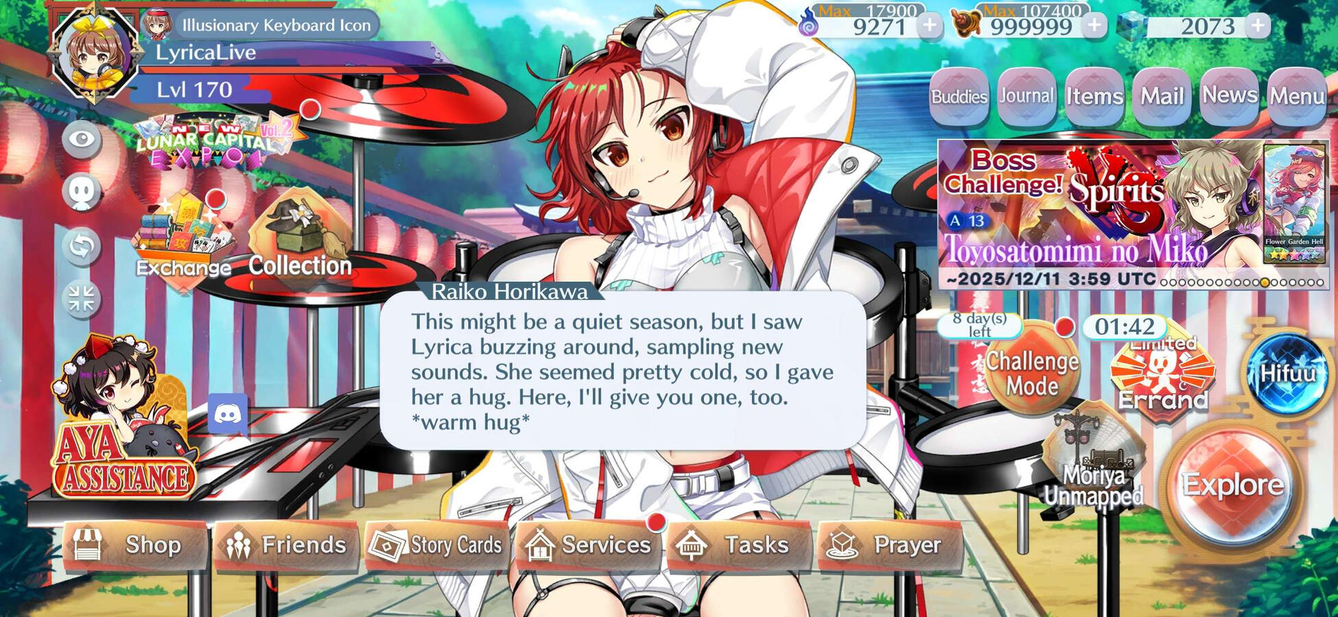 NOTE: One of LW's respectable saving graces is that the protagonist is canonically a young female child, who often receives platonic headpats and lap pillows. Raiko's second hug is NOT for some random dude. Anyway, the important hug here is the Lyrica one!