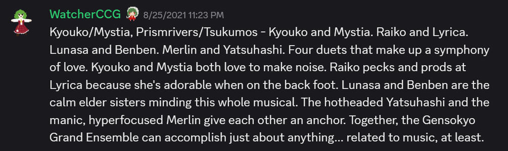 Acknowledged as part of a satisfying set!