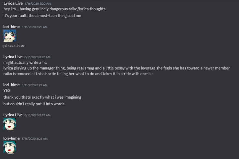 “The manager thing” refers to the concept of Lyrica playing herself up as the ‘behind-the-scenes manager’ of the band. Lori & I had discussed this characterization for Lyrica in the context of a large fangame project we were working on...